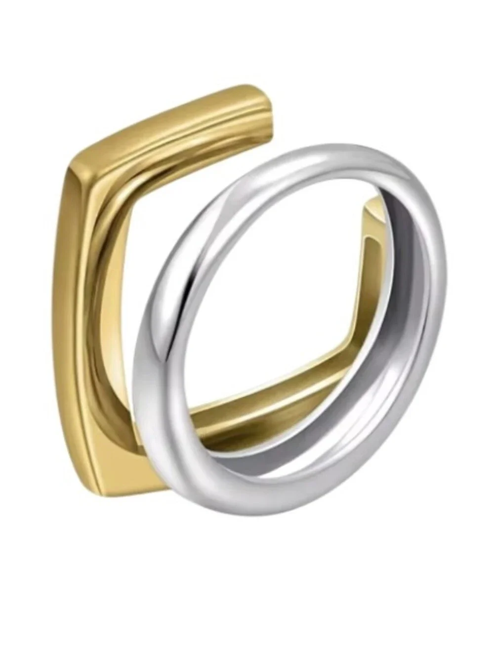 New! Two-Tone Gold and Silver Modern Ring • NWOT #2015A